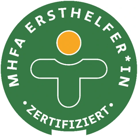 Badge: MHFA Ersthelfer*in für psychische Gesundheit – zertifiziert